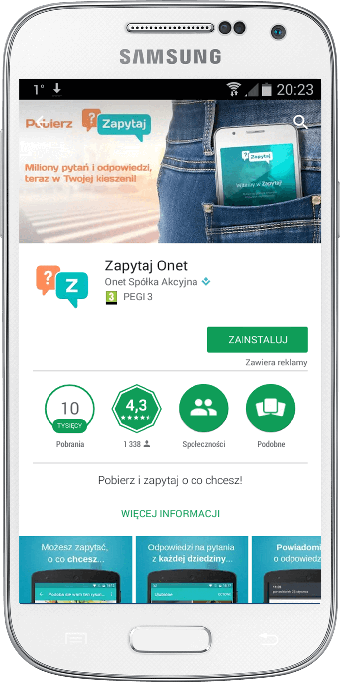 Zapytaj ranked 4.3 in Google Play